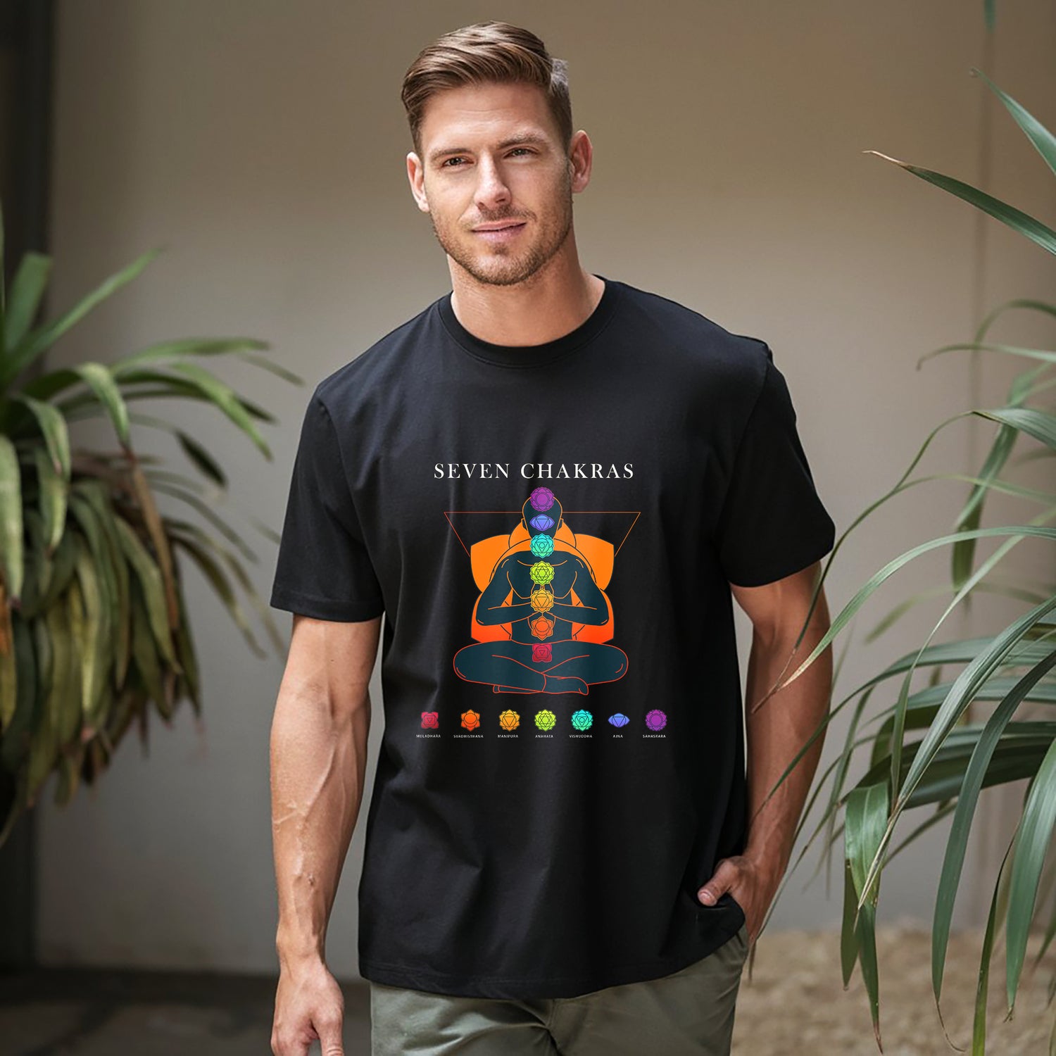 7 Chakra Cotton Printed T-Shirt