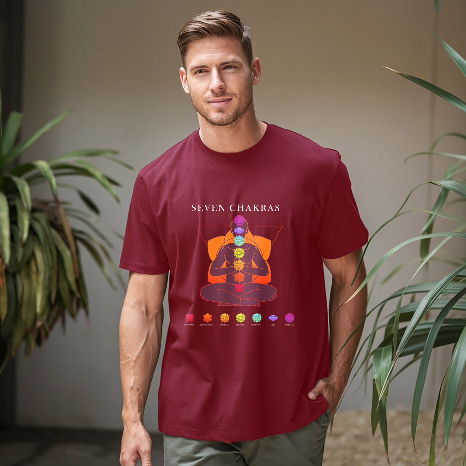 7 Chakra Cotton Printed T-Shirt