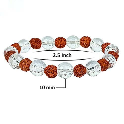 Natural Rudraksha with Clear Quartz Bracelet Diamond Cut