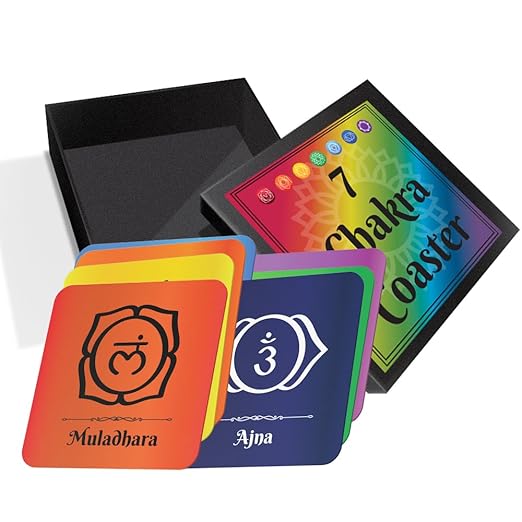 7 chakra symbol printed coaster (Pack of 7)