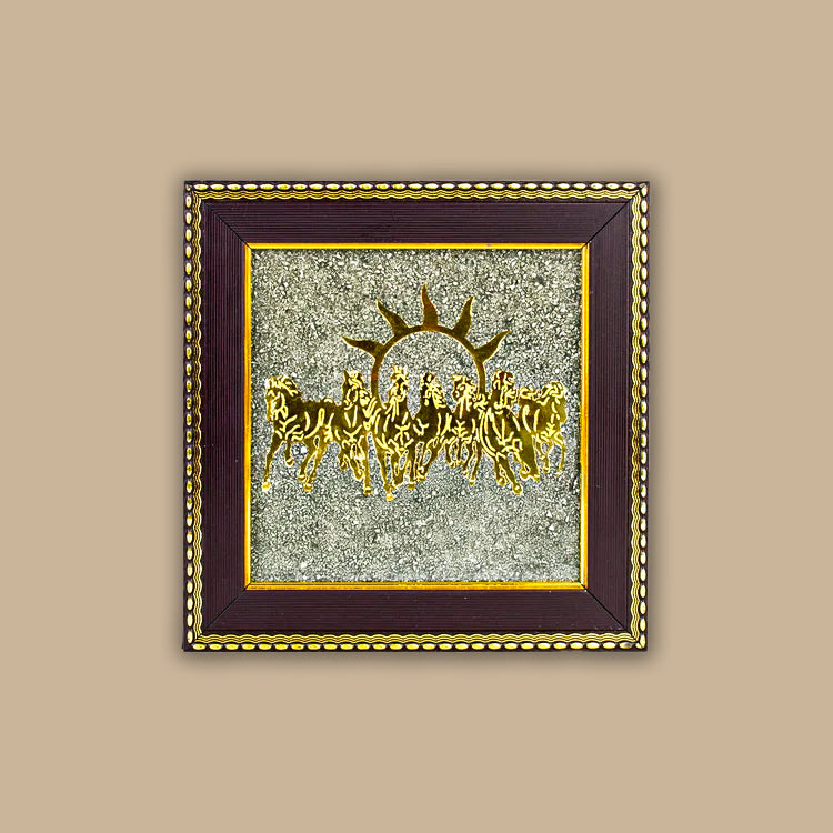7 Horses on Raw Pyrite Frame