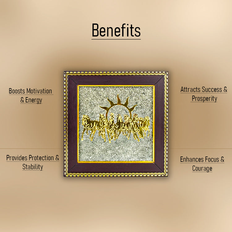 7 Horses on Raw Pyrite Frame