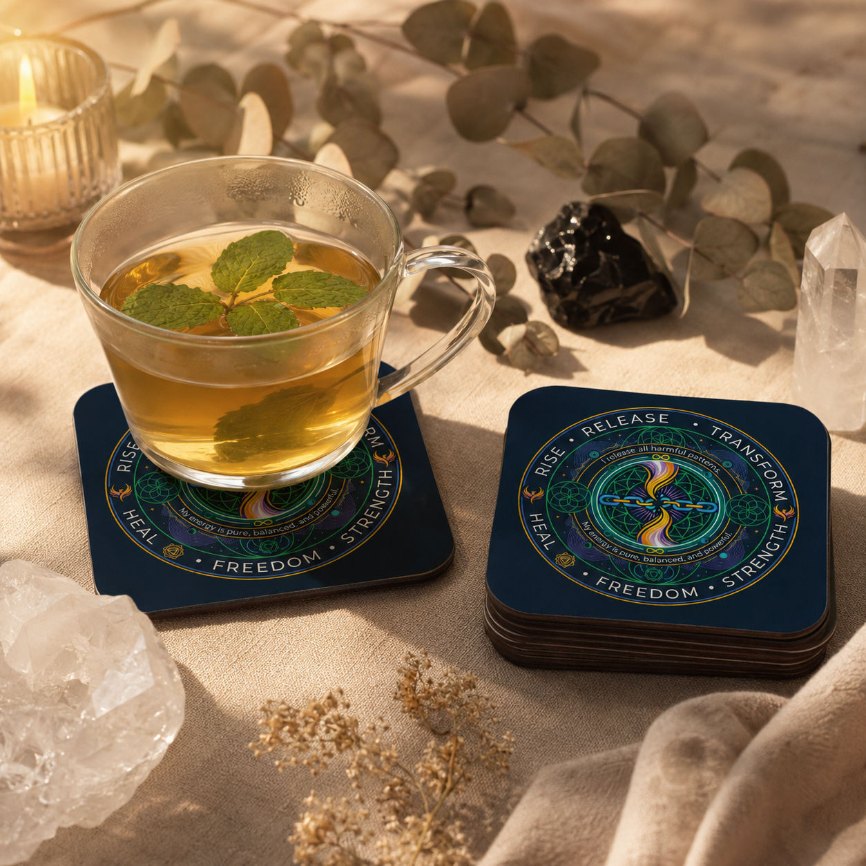 Addiction Removal Energy Circle Coaster