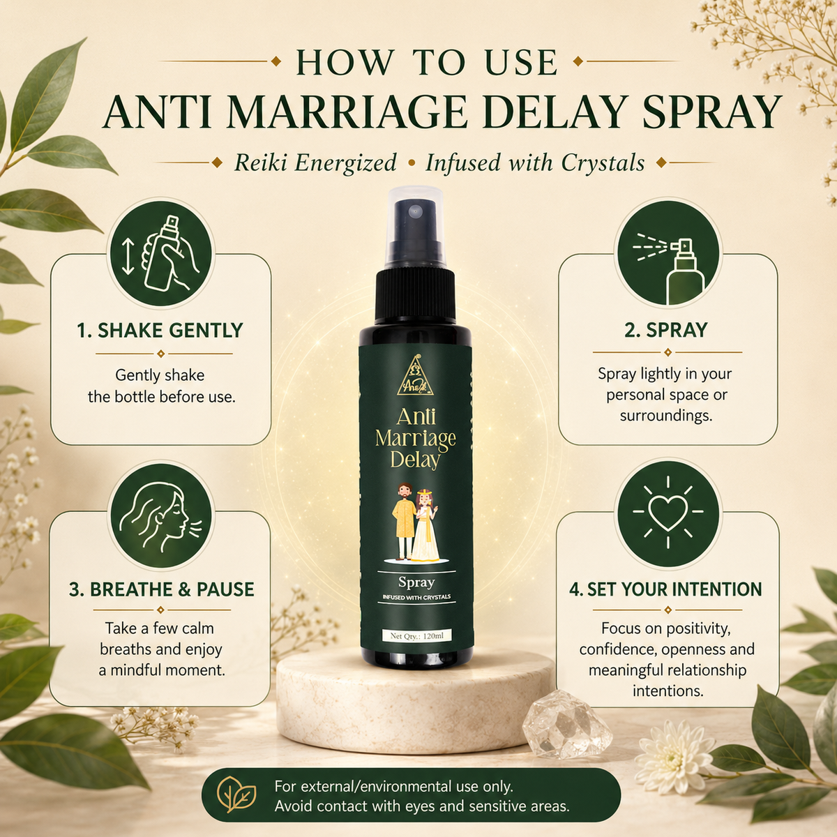 Anti Delay Marriage Spray | Reiki Energized | Aromatherapy (120ml)