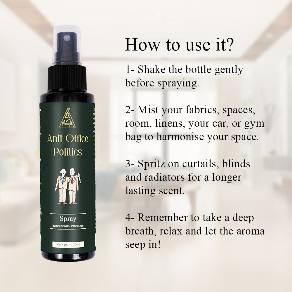 Anti Office Politics spray | Reiki Energized | Aromatherapy (120ml)
