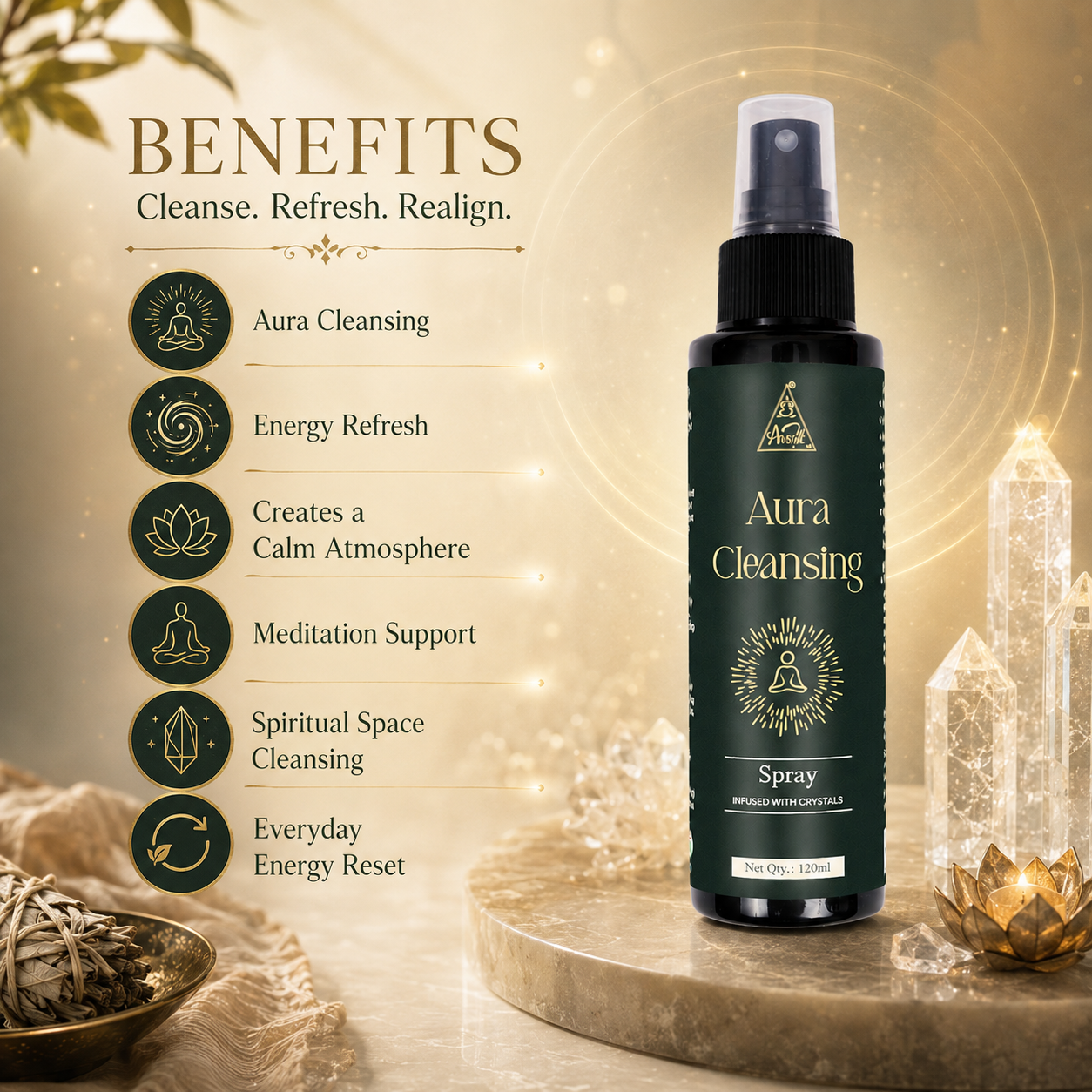 Aura cleansing spray | Reiki Energized | Aromatherapy (120ml)