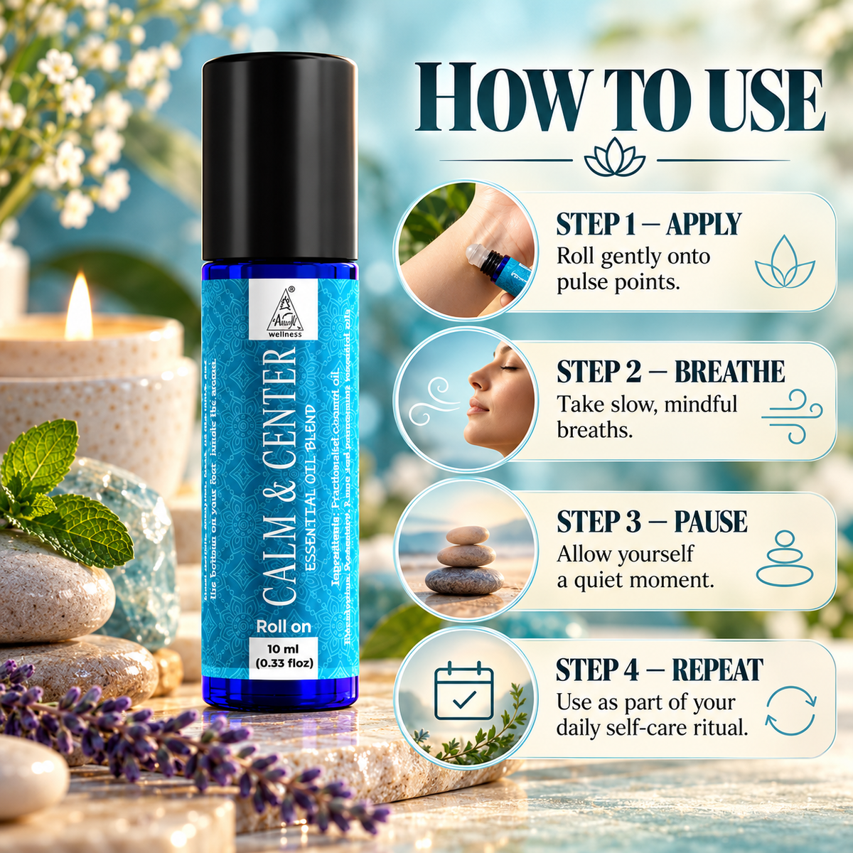 Calm & Center Essential Oil Roll on (10ml)