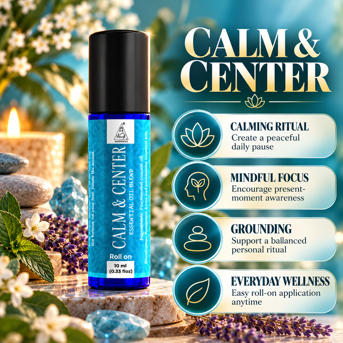 Calm & Center Essential Oil Roll on (10ml)