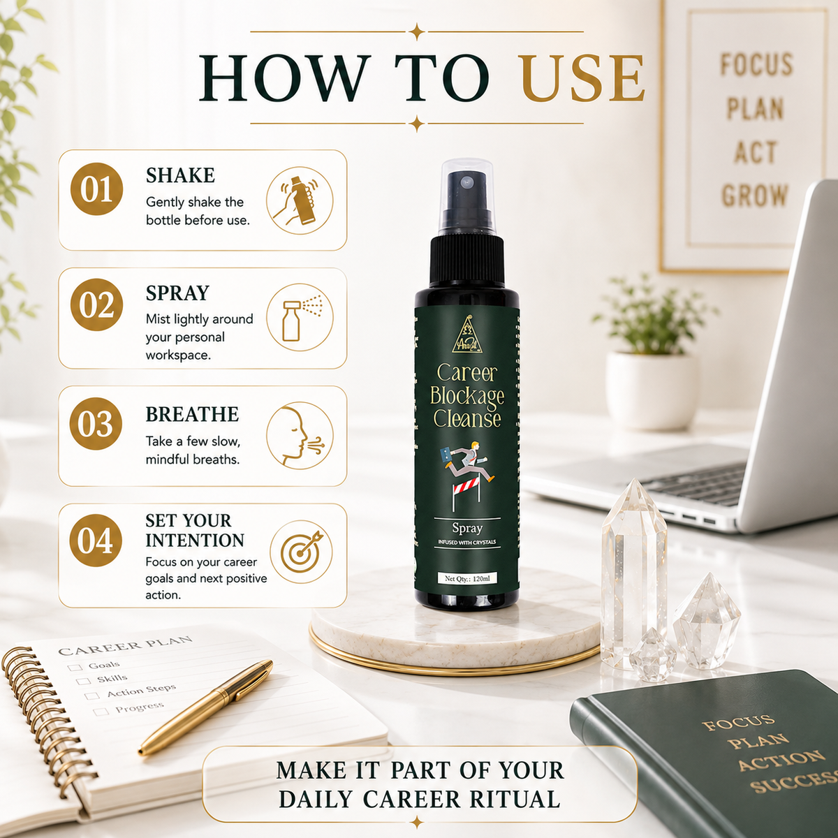 Career Blockage Cleanse Spray | Reiki Energized | Aromatherapy (120ml)