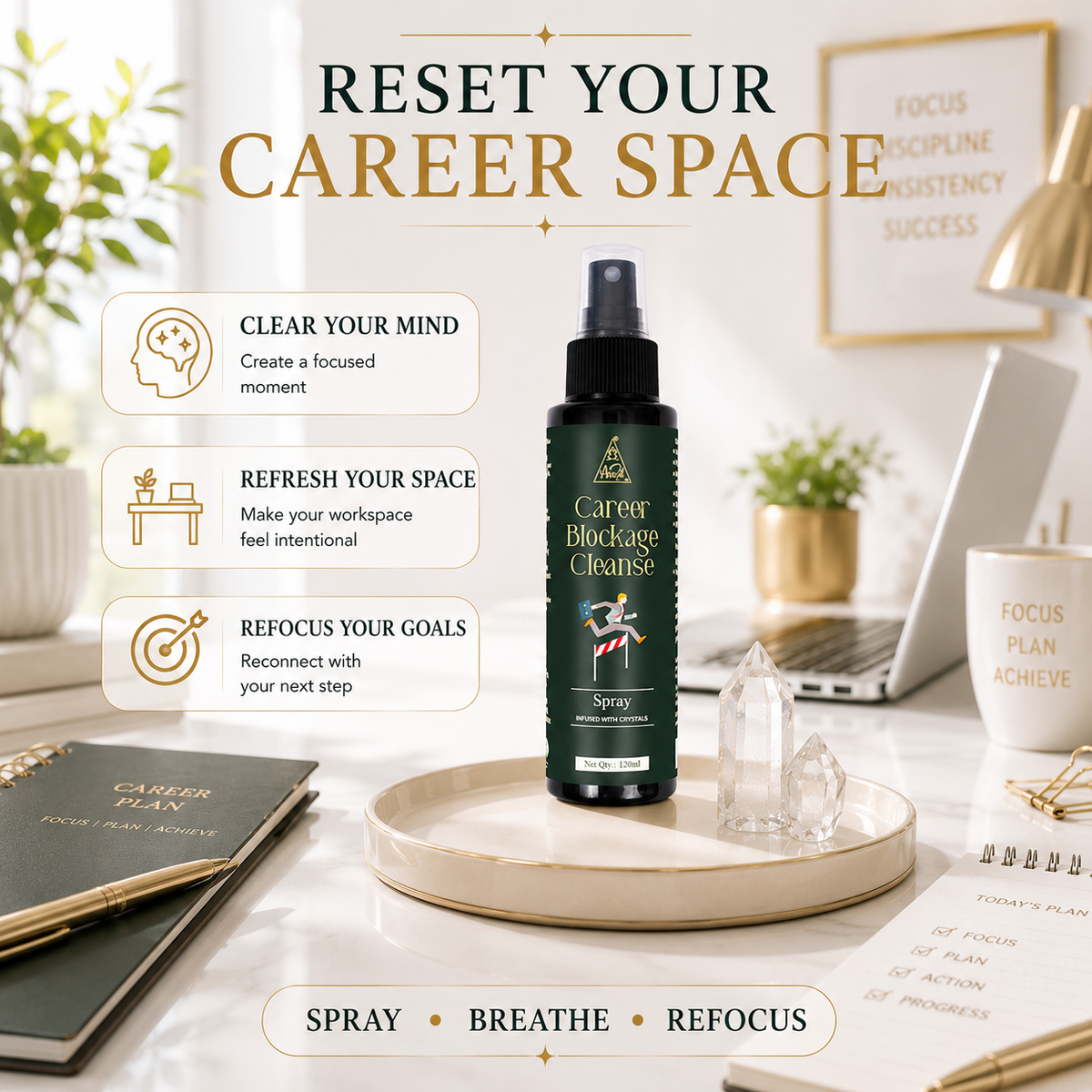 Career Blockage Cleanse Spray | Reiki Energized | Aromatherapy (120ml)