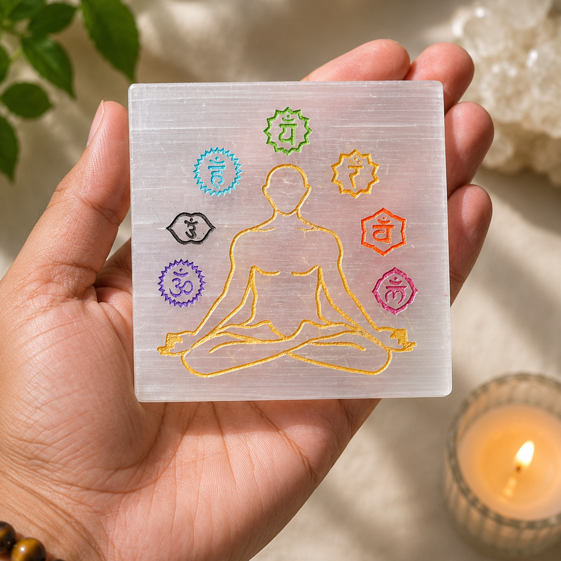 7 chakra Selenite Charging Plate