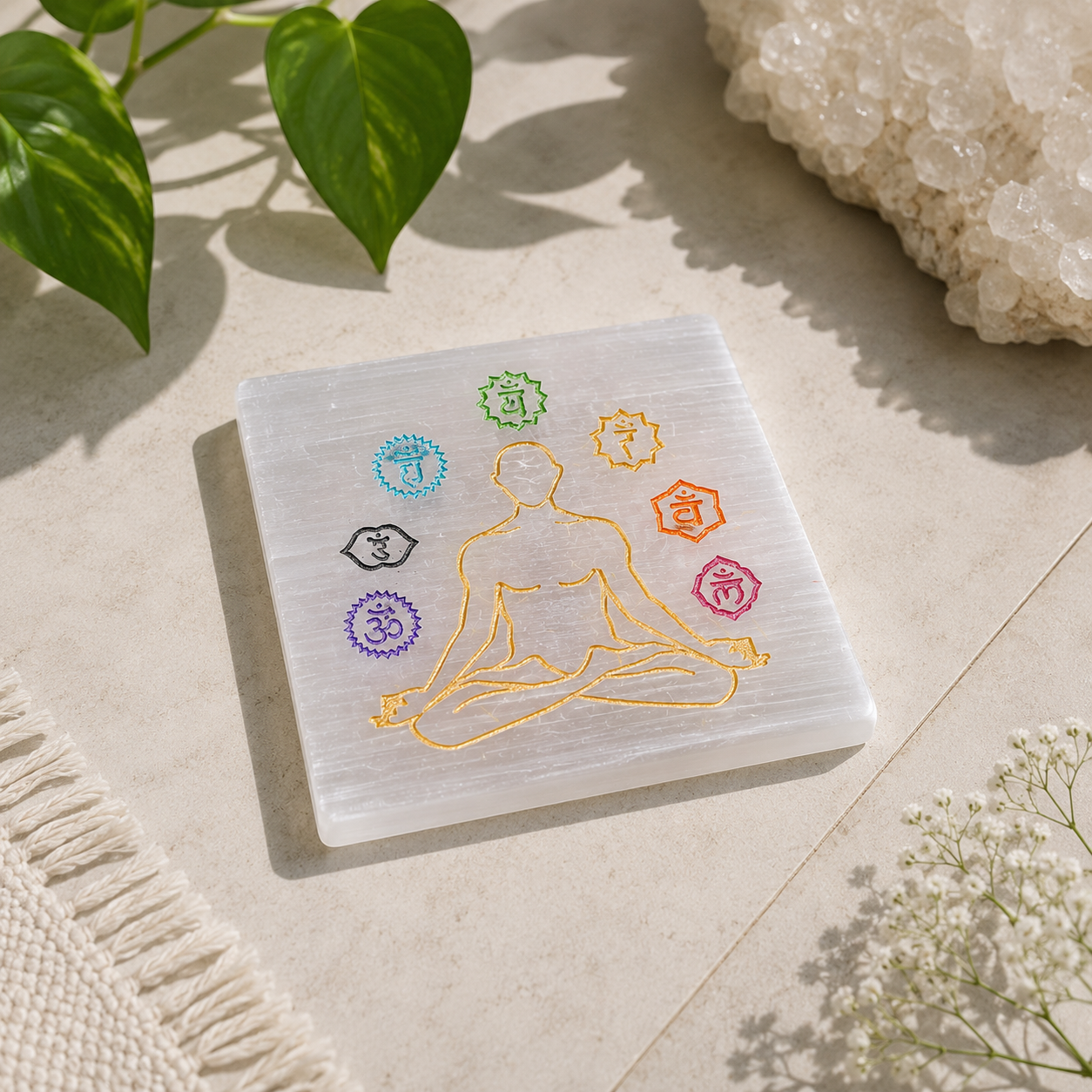 7 chakra Selenite Charging Plate