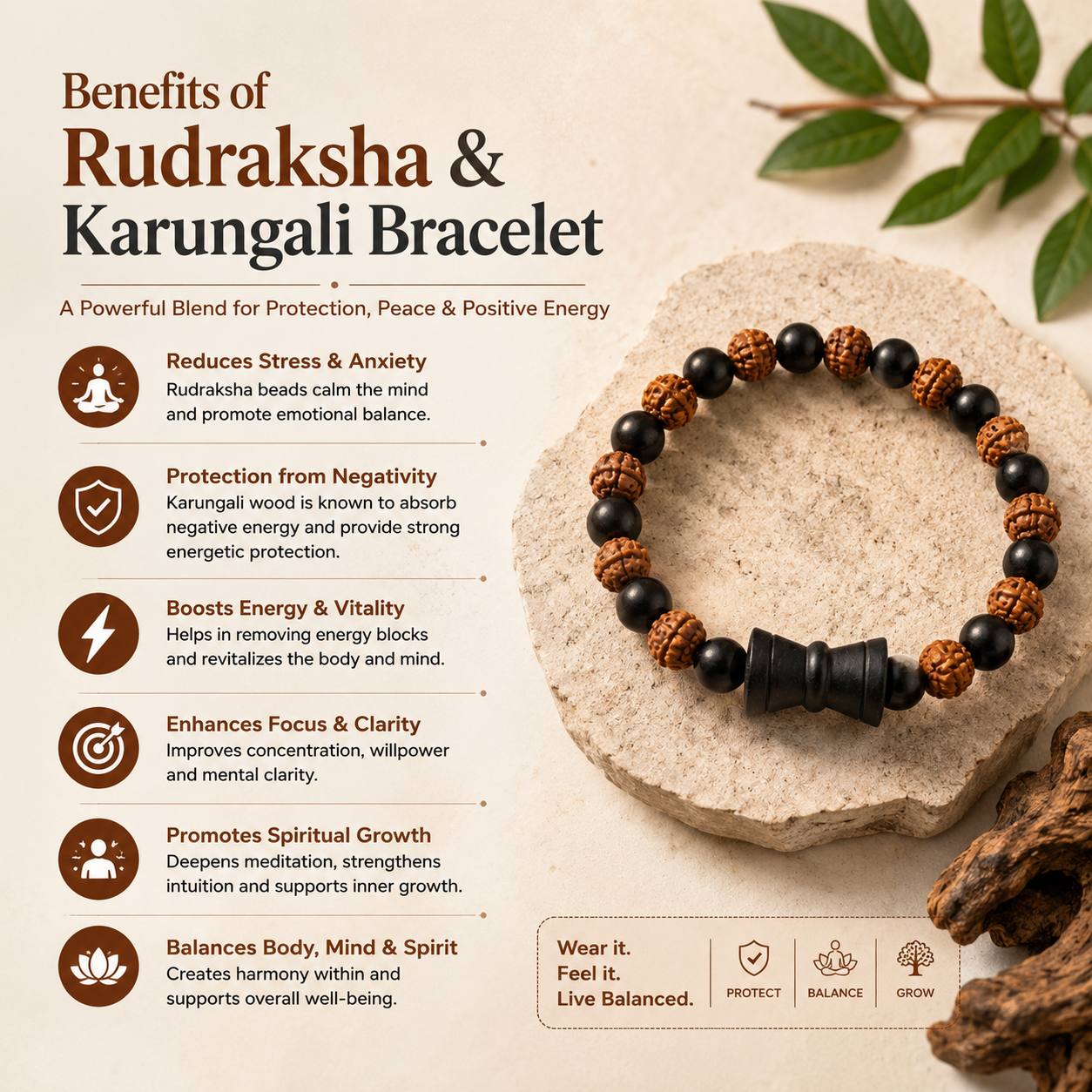Rudraksha & Karungali Bracelet