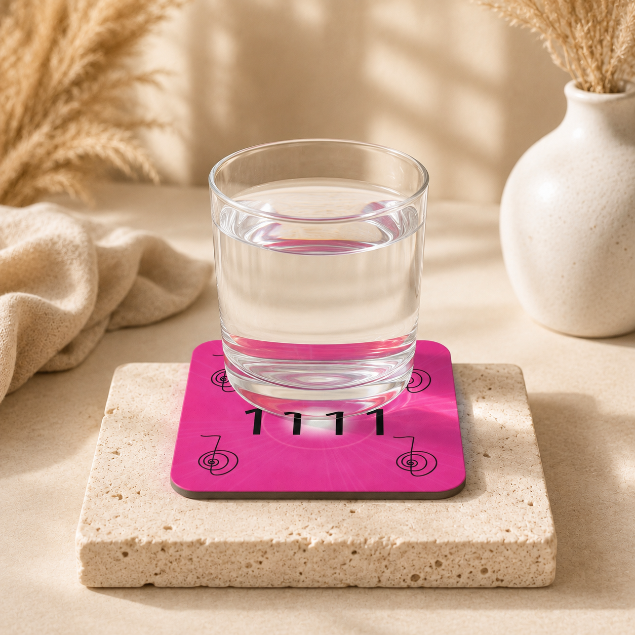 Cho Ku Rei Reiki Symbol Coasters- Angel Number 1111 Energy Infused (Pack of 2)