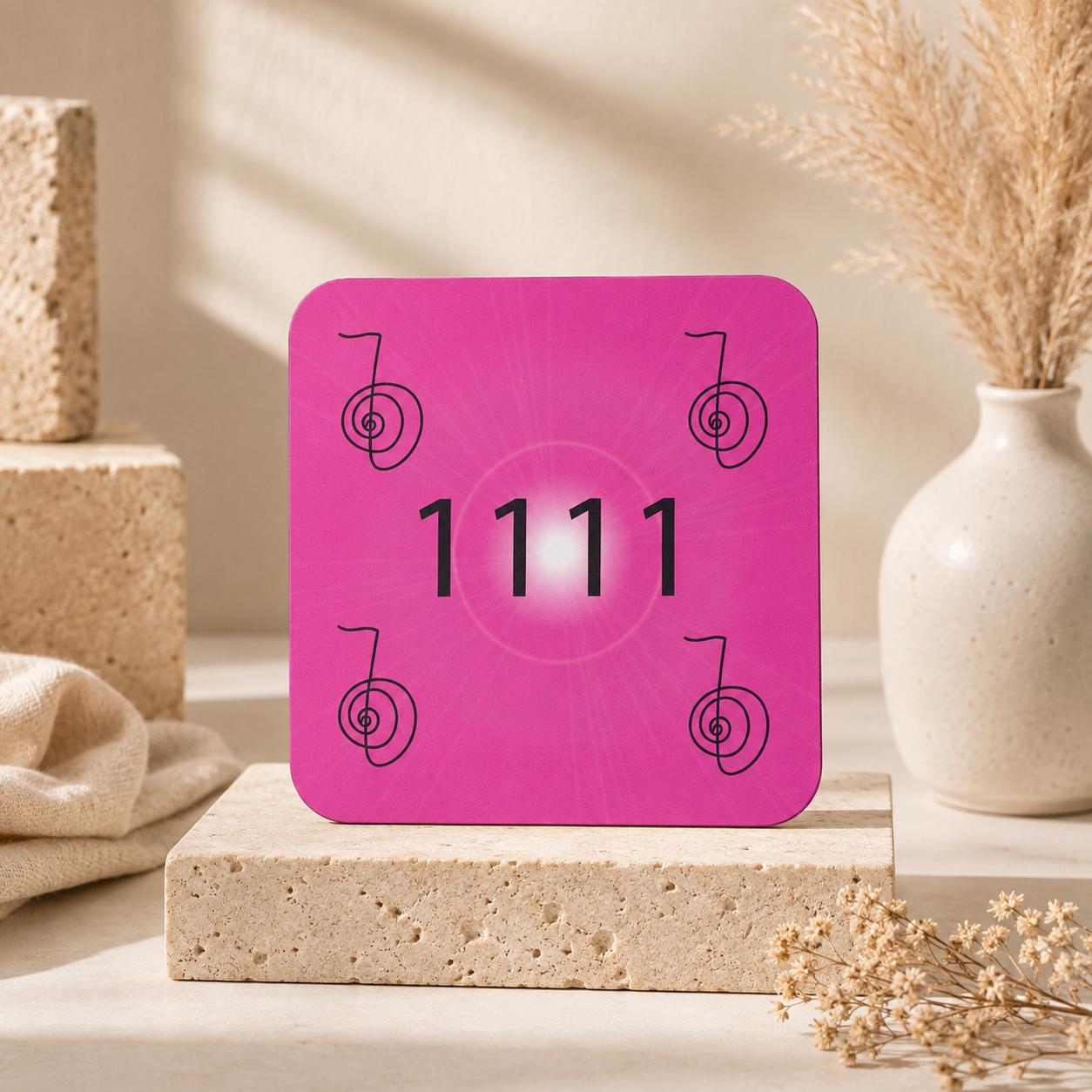 Cho Ku Rei Reiki Symbol Coasters- Angel Number 1111 Energy Infused (Pack of 2)