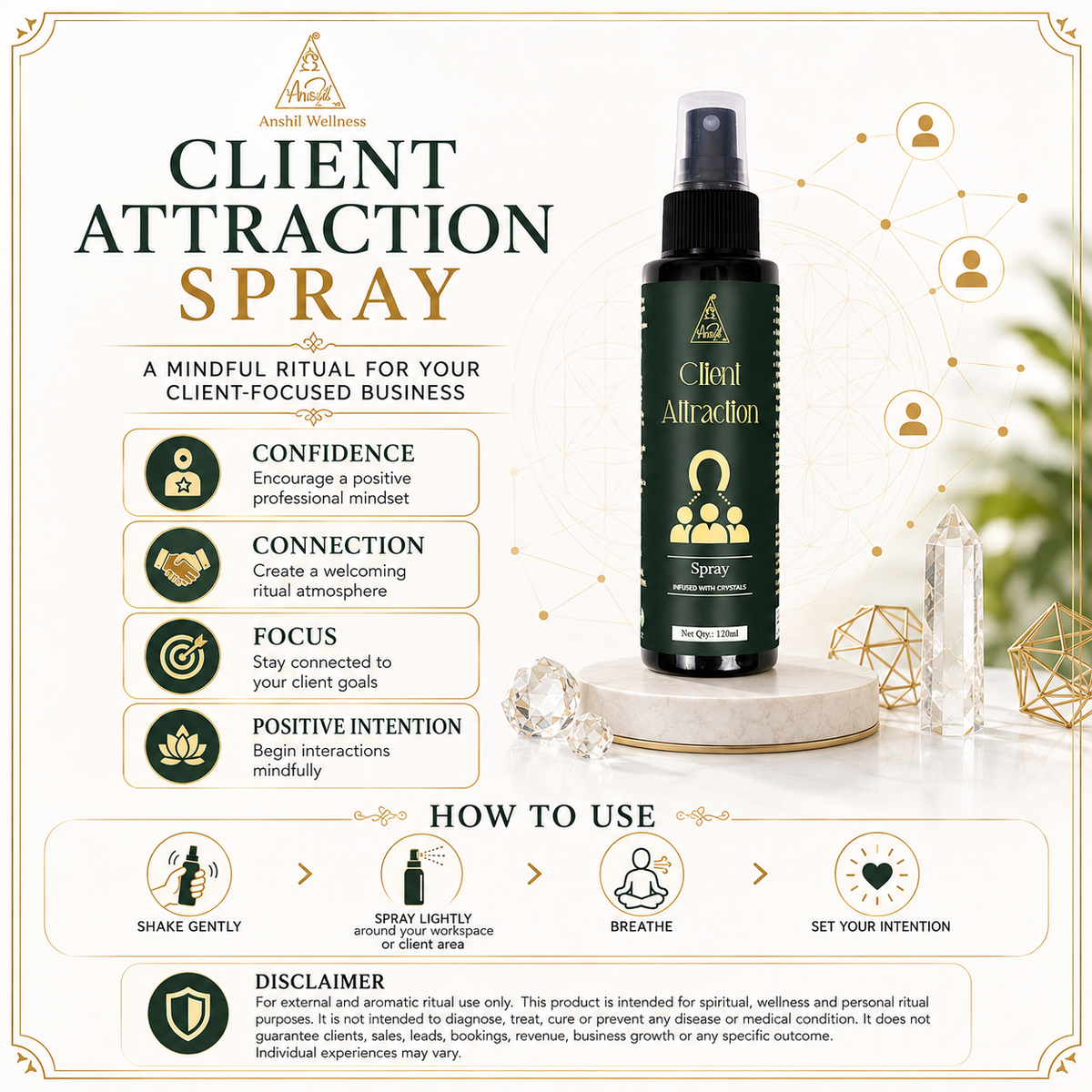 Client attraction spray | Reiki Energized | Aromatherapy (120ml)