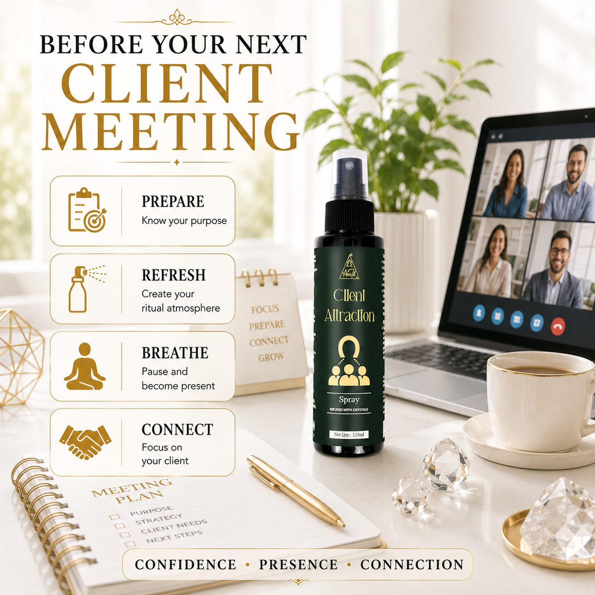 Client attraction spray | Reiki Energized | Aromatherapy (120ml)