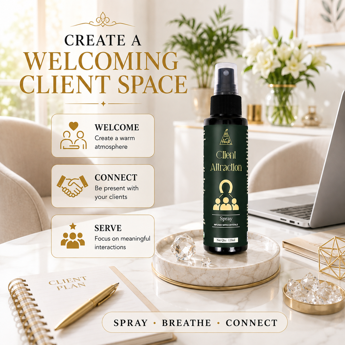 Client attraction spray | Reiki Energized | Aromatherapy (120ml)