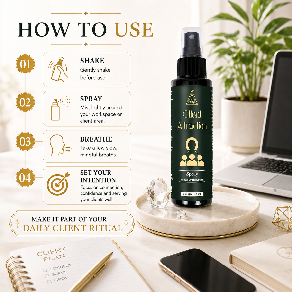 Client attraction spray | Reiki Energized | Aromatherapy (120ml)