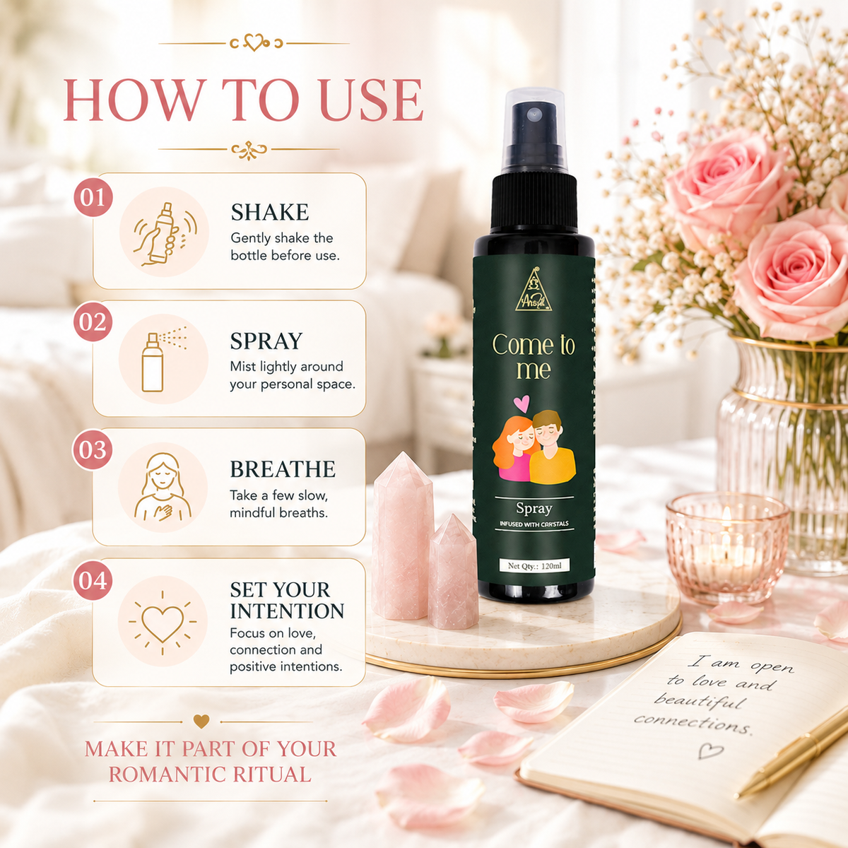 Come to me spray | Reiki Energized | Aromatherapy (120ml)