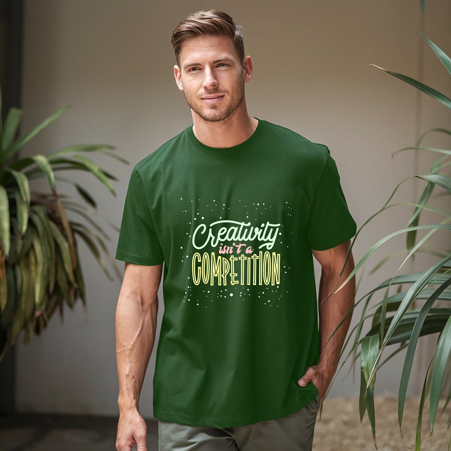 Creativity is not competition Cotton Printed T-Shirt