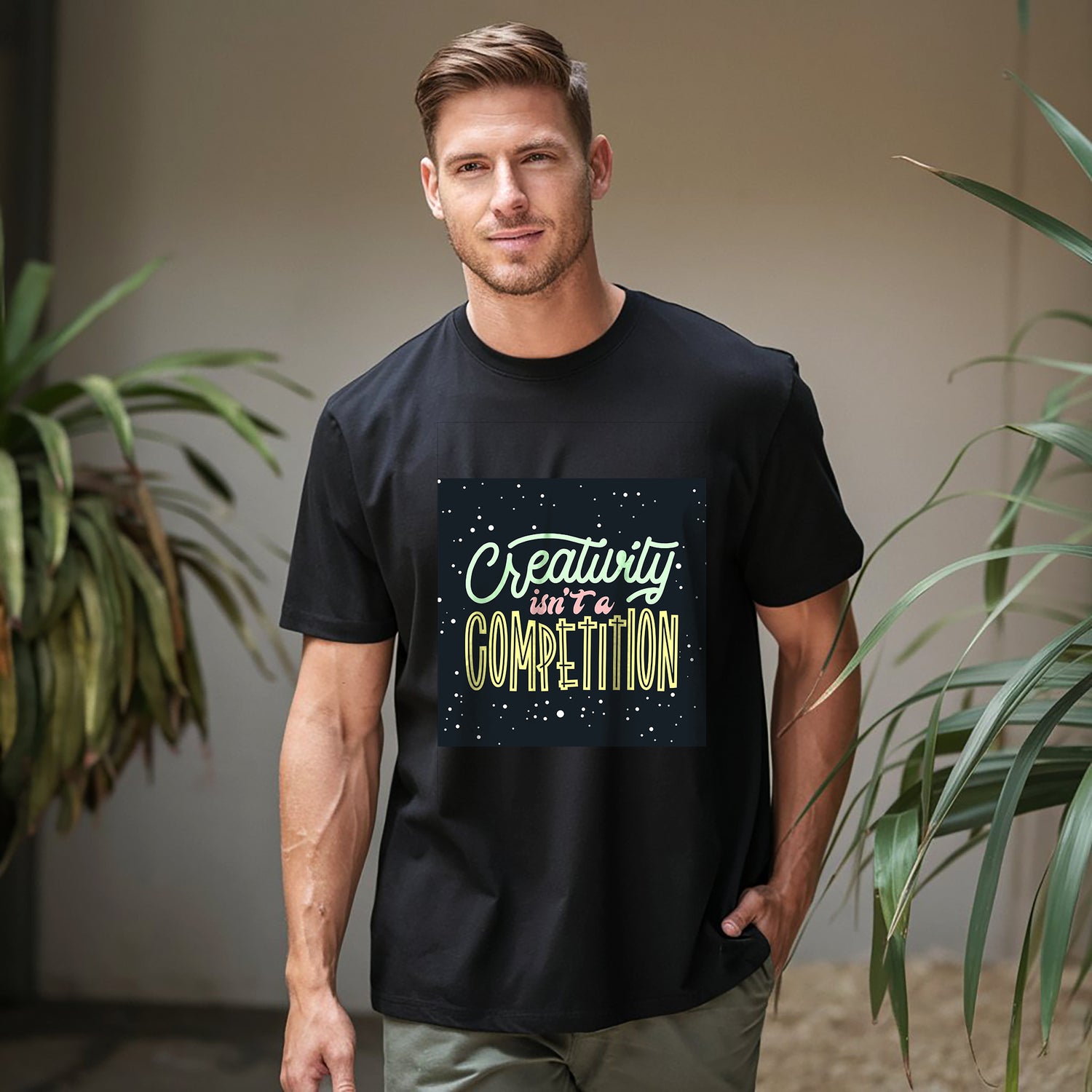 Creativity is not competition Cotton Printed T-Shirt