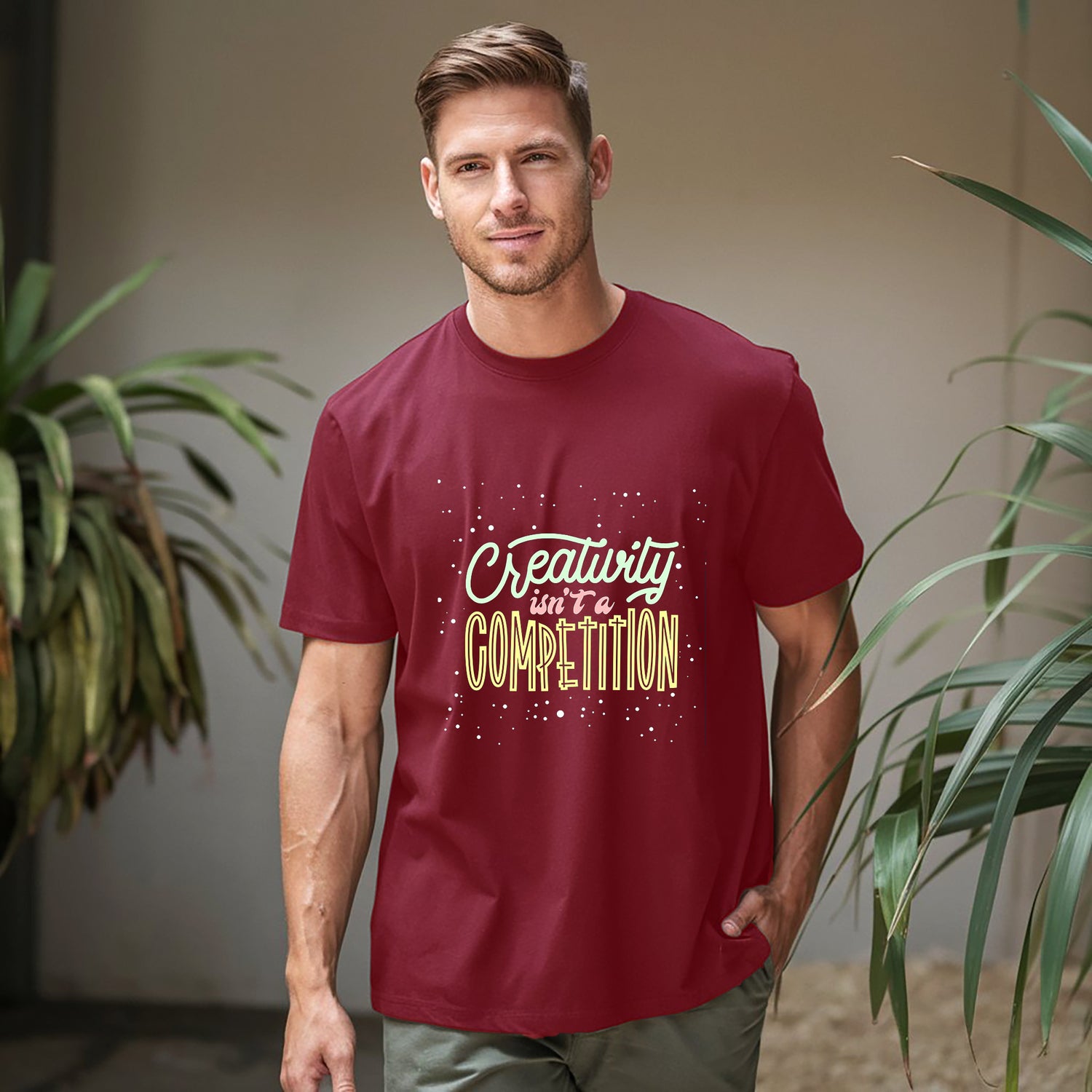 Creativity is not competition Cotton Printed T-Shirt