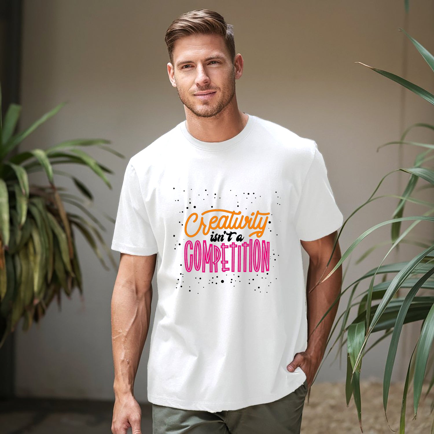 Creativity is not competition Cotton Printed T-Shirt