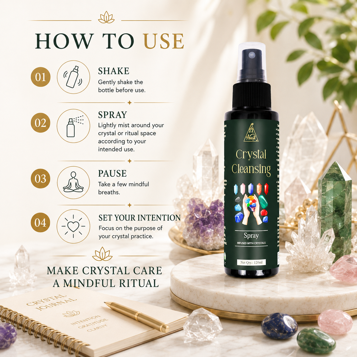 Crystal Cleansing Spray | Reiki Energized | Aromatherapy (120ml)