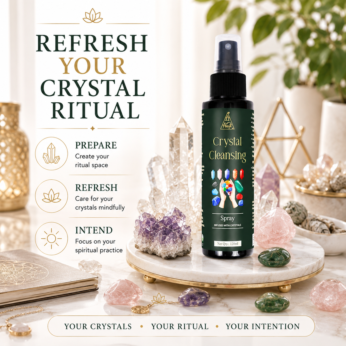 Crystal Cleansing Spray | Reiki Energized | Aromatherapy (120ml)
