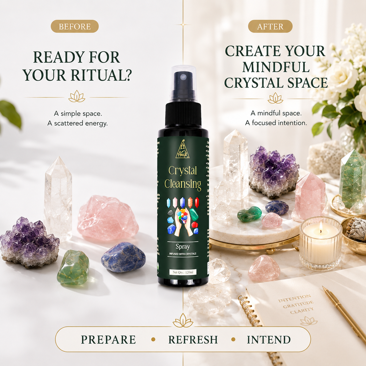 Crystal Cleansing Spray | Reiki Energized | Aromatherapy (120ml)
