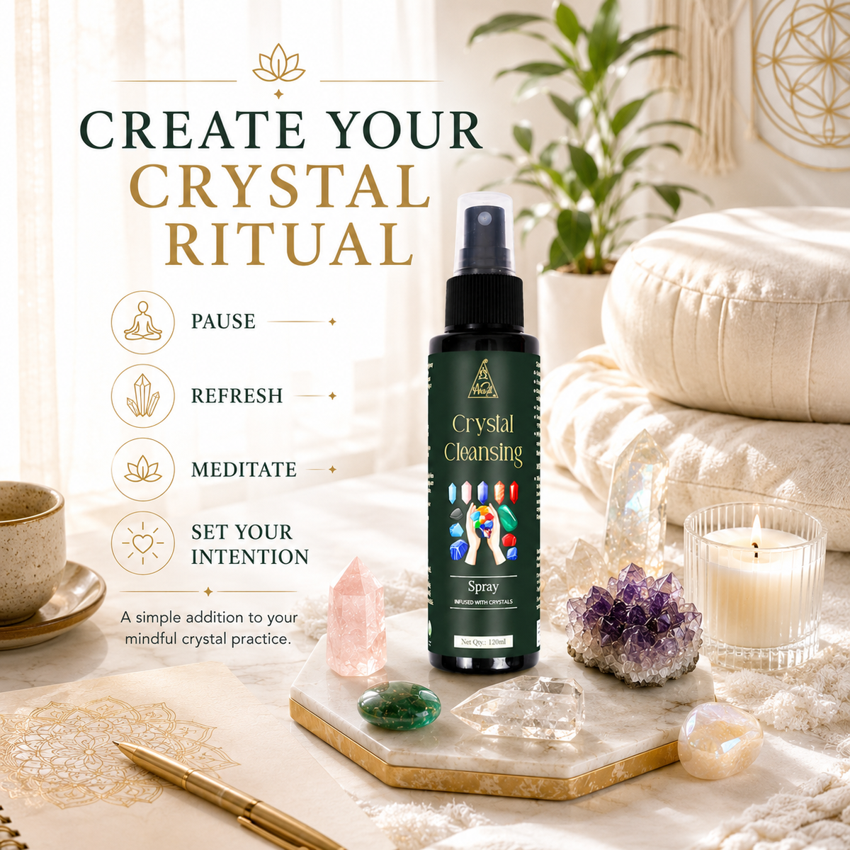 Crystal Cleansing Spray | Reiki Energized | Aromatherapy (120ml)