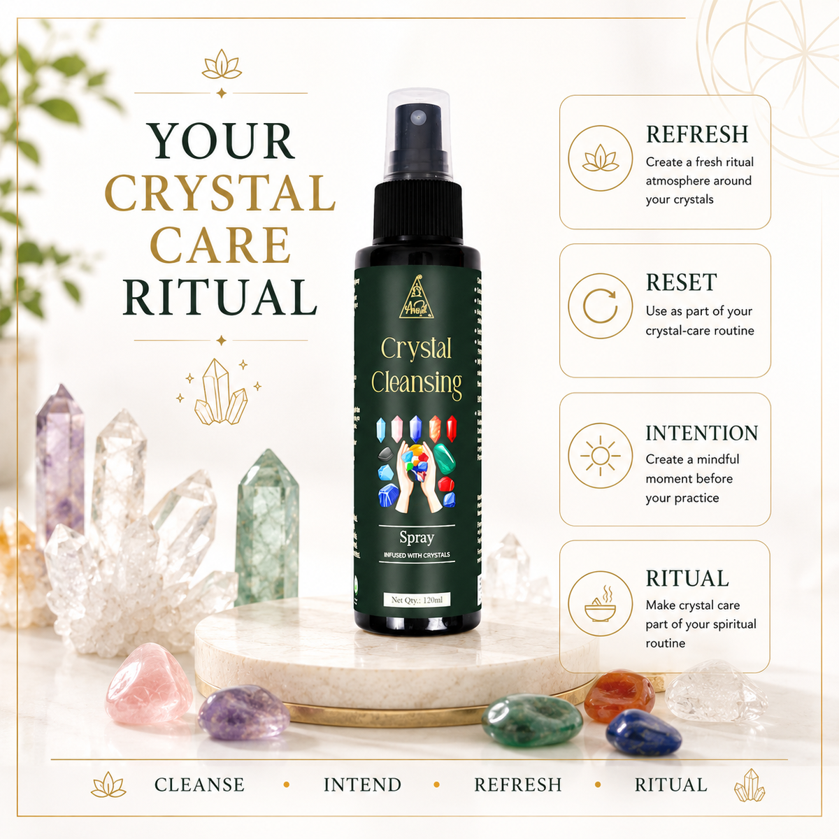 Crystal Cleansing Spray | Reiki Energized | Aromatherapy (120ml)
