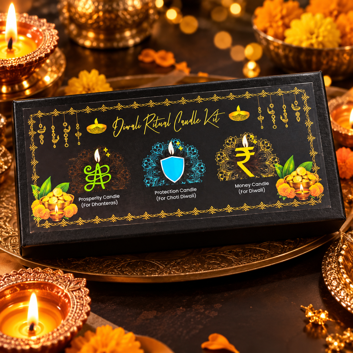 Diwali Ritual Candle Kit Hamper | Set of 3 Candle