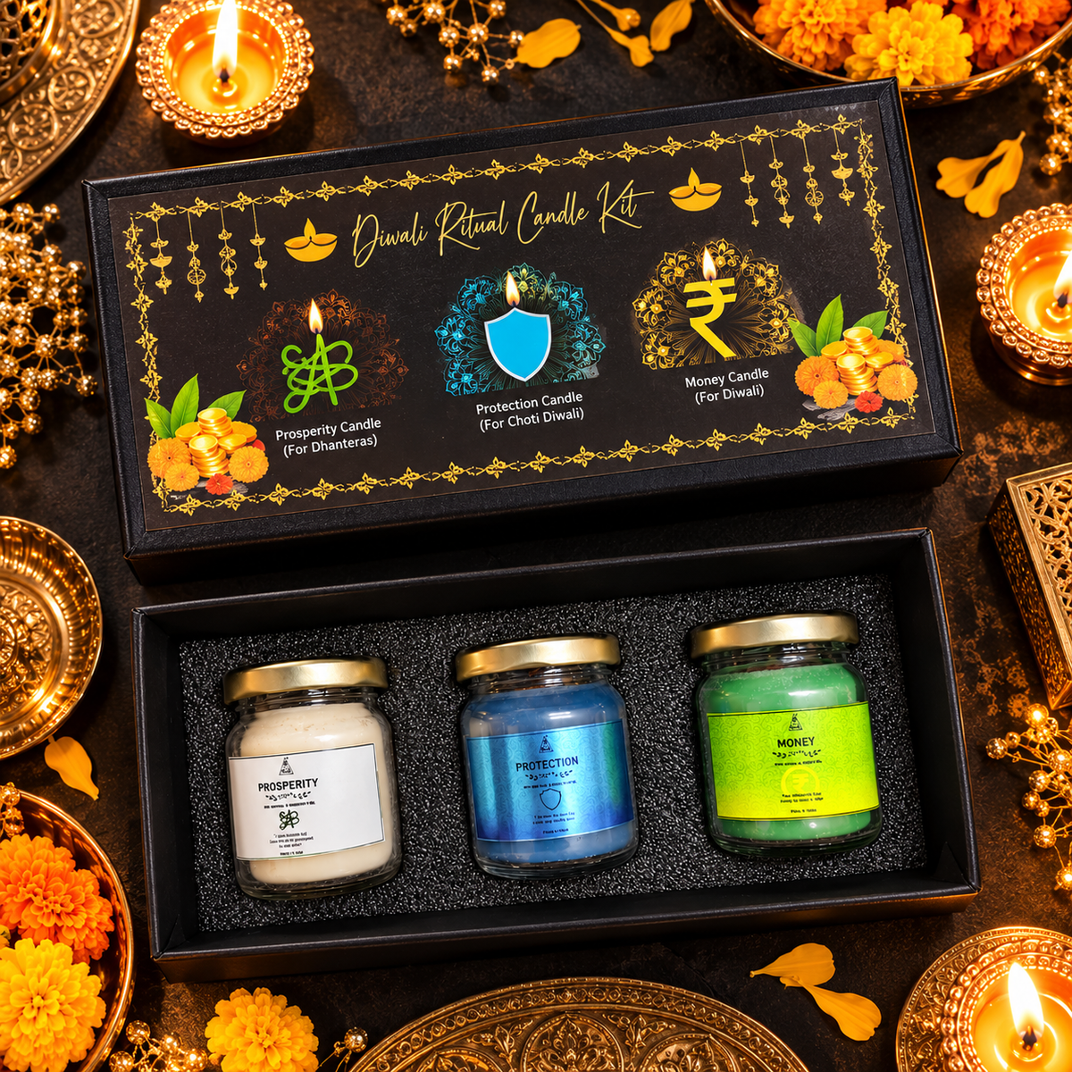 Diwali Ritual Candle Kit Hamper | Set of 3 Candle