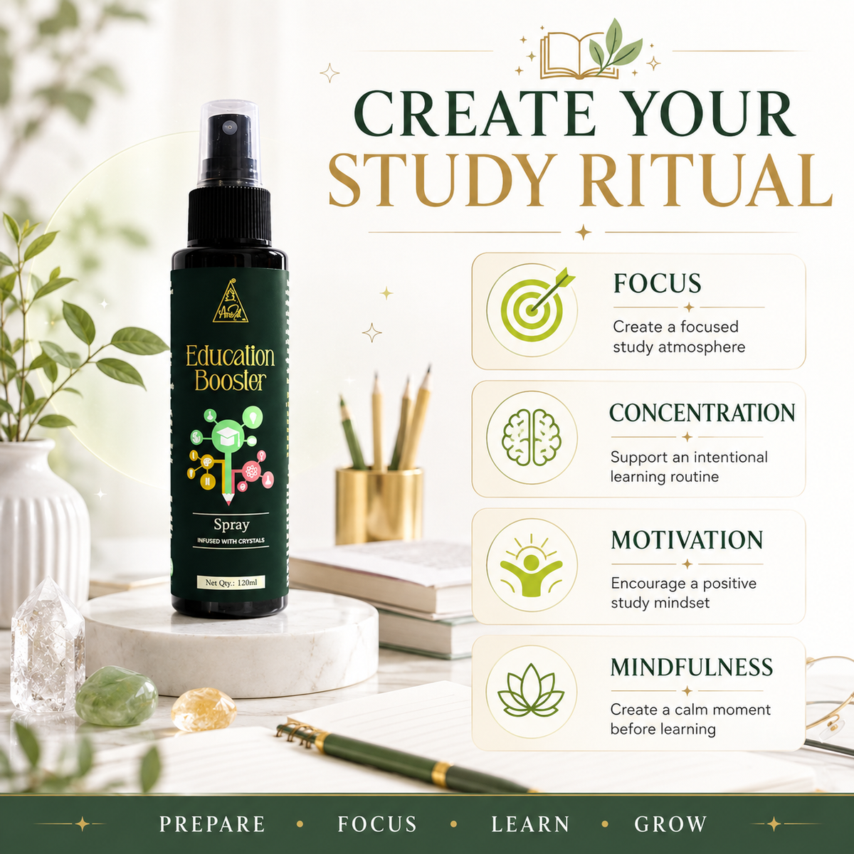 Education Booster Spray | Reiki Energized | Aromatherapy (120ml)