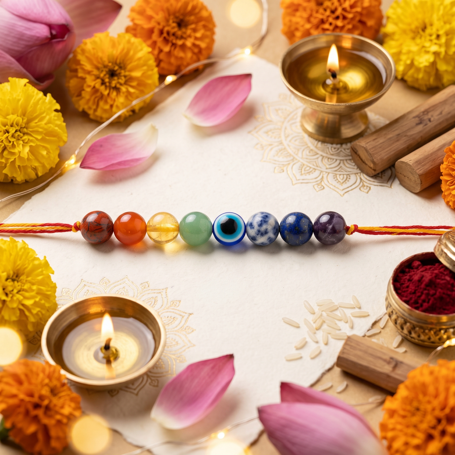 7 Chakra Crystal Rakhi – Balance, Protection & Positive Energy