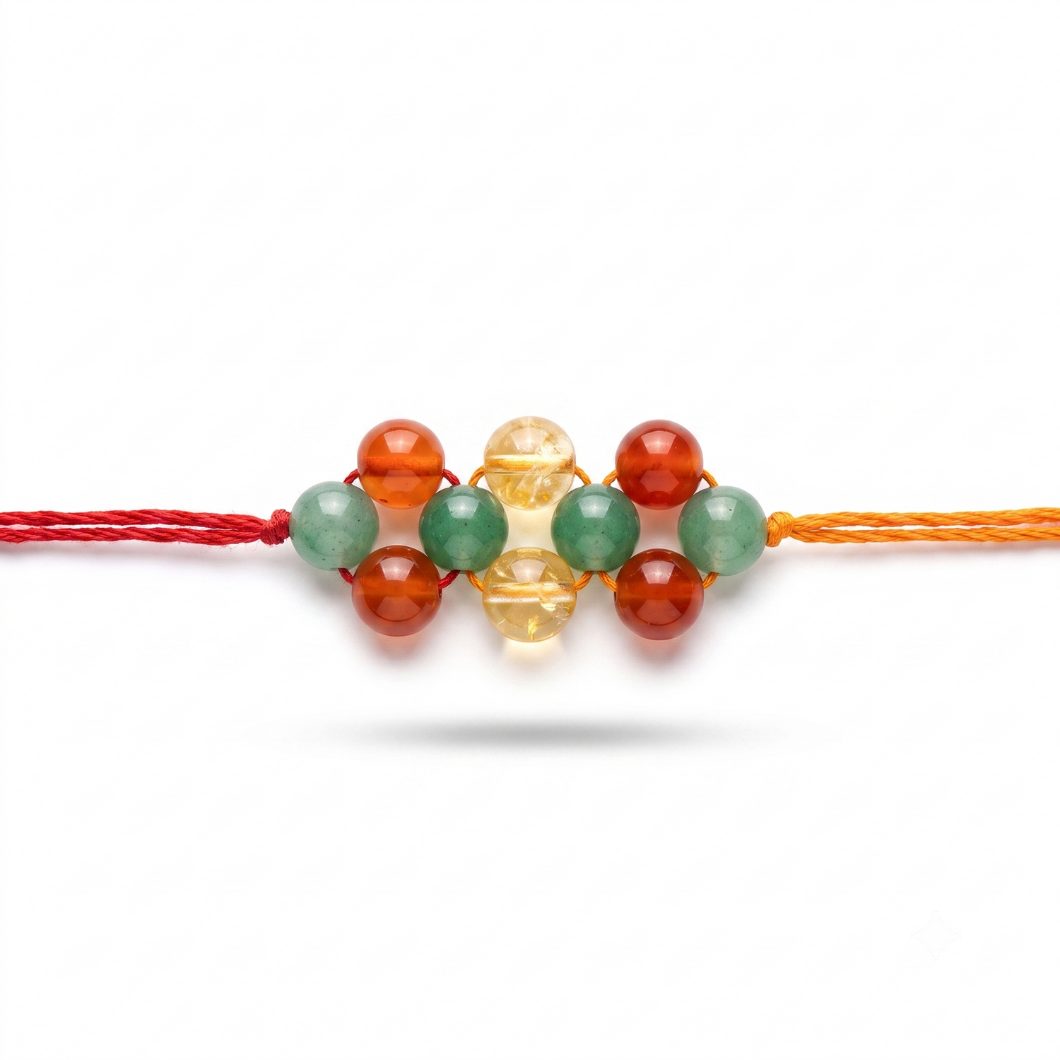 Citrine, Carnelian & Green Aventurine Crystal Rakhi – Prosperity, Success & Positive Energy