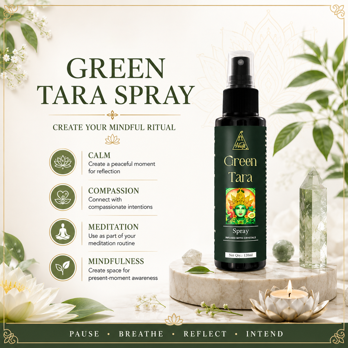 Green Tara Spray | Reiki Energized | Aromatherapy (120ml)