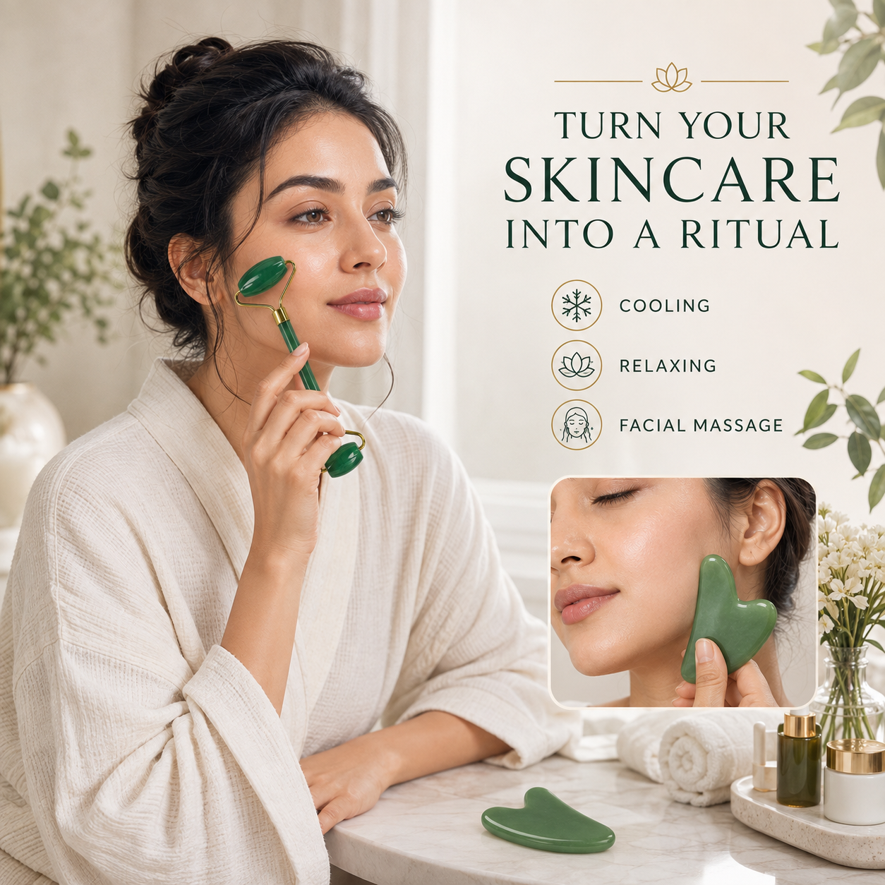 Green Jade Roller & Gua Sha Set