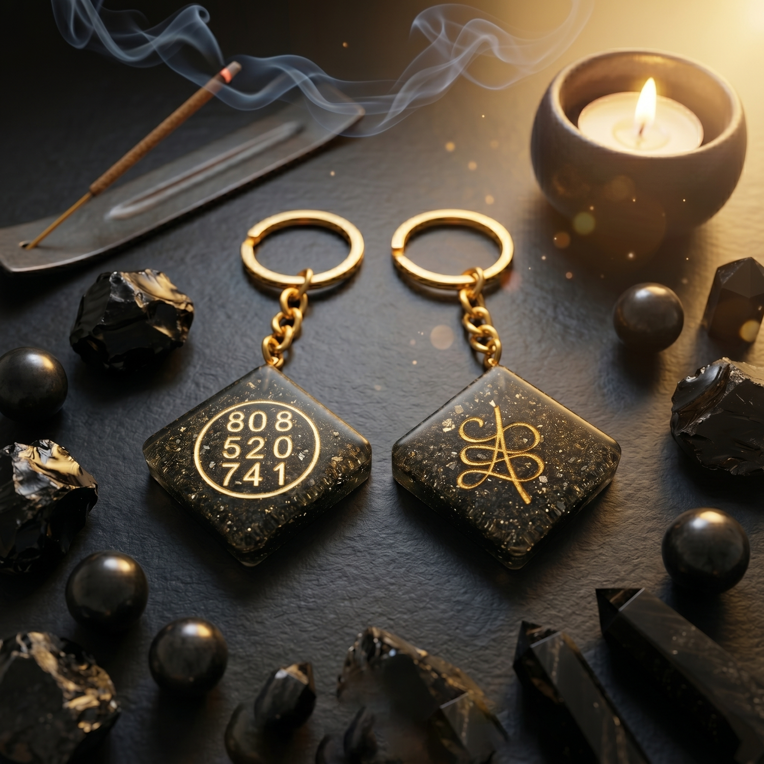 Pyrite Healing Code Manifestation Keychain