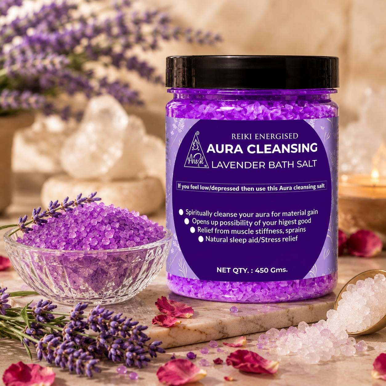 Aura cleansing bath salt Lavender - 450g