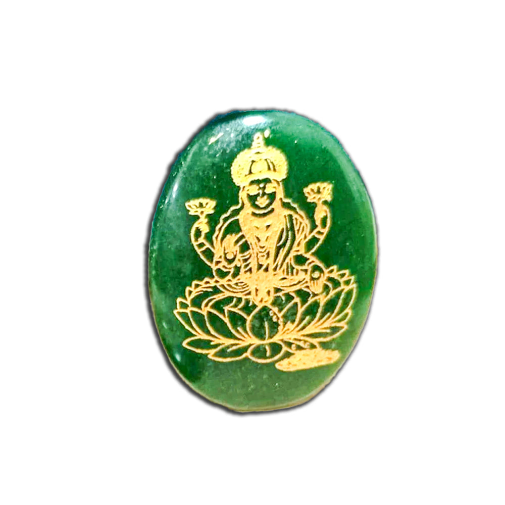 Natural Green Jade Stone | Shree Ganesha and Shree Laxmi