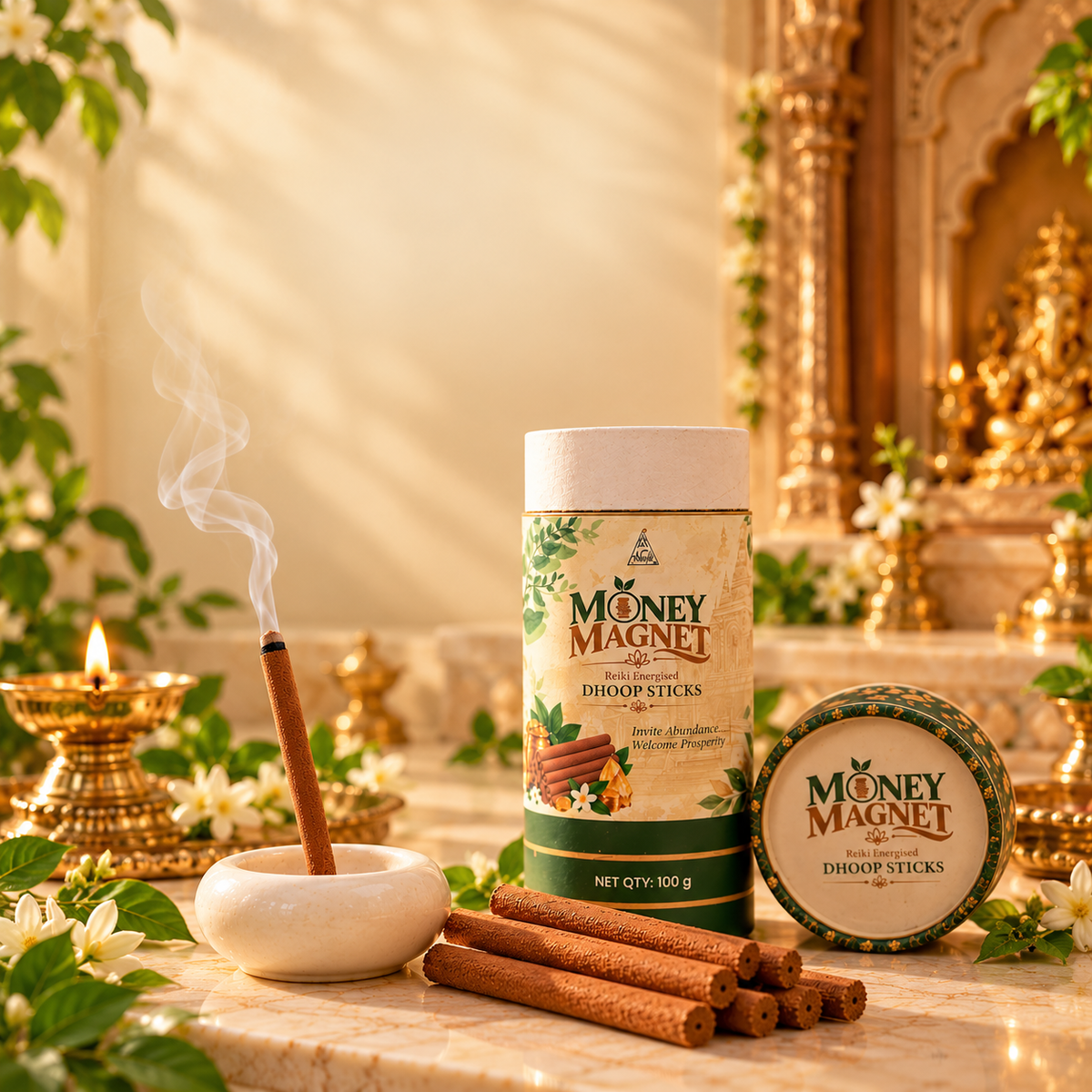 MONEY MAGNET Reiki Energised Dhoop Sticks – 100 g