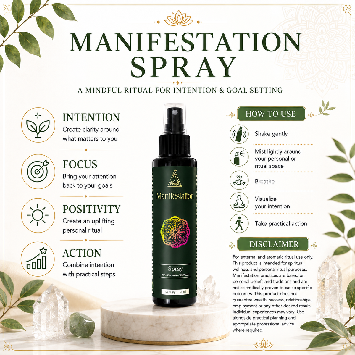 Manifestation Spray | Reiki Energized | Aromatherapy (120ml)