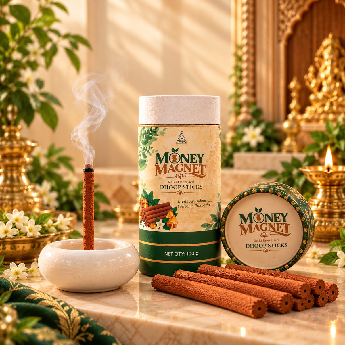 MONEY MAGNET Reiki Energised Dhoop Sticks – 100 g