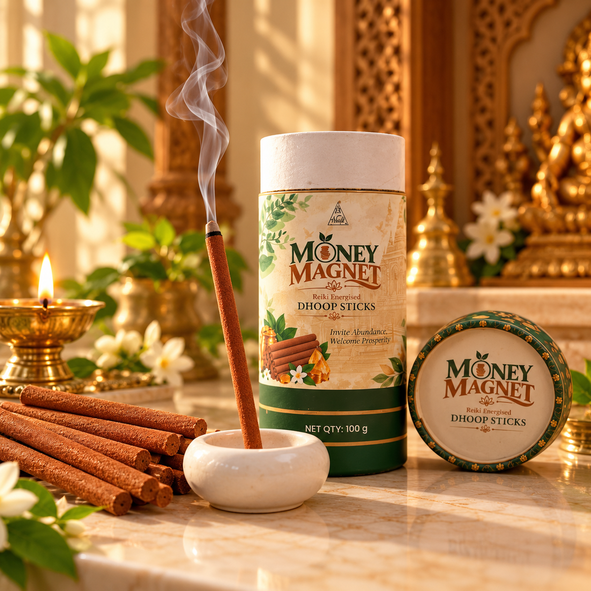 MONEY MAGNET Reiki Energised Dhoop Sticks – 100 g