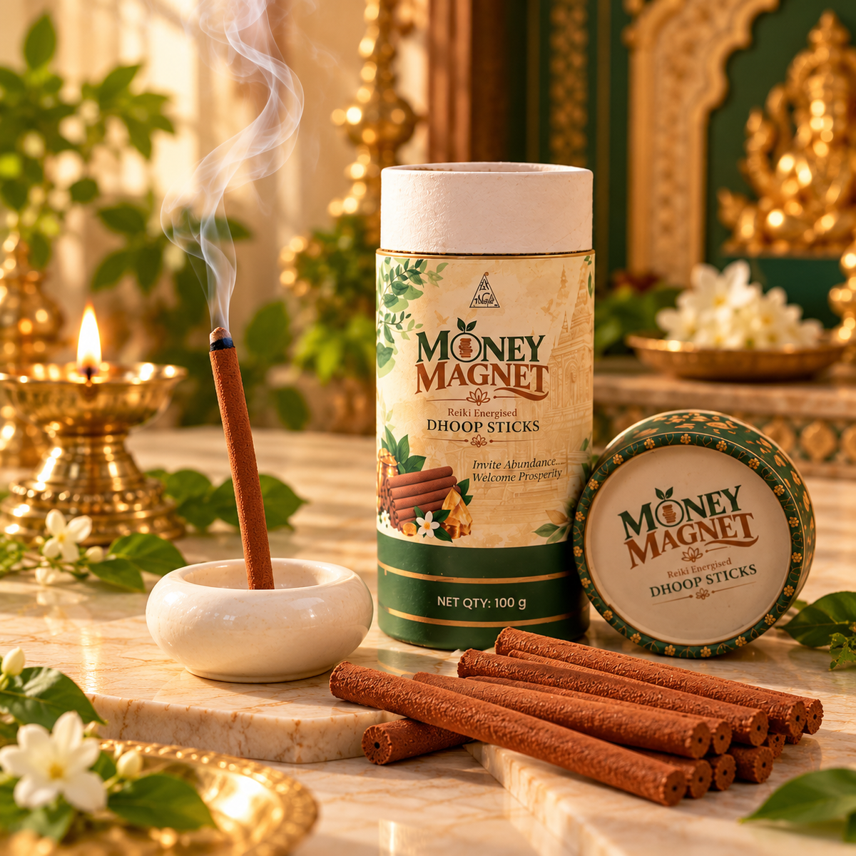 MONEY MAGNET Reiki Energised Dhoop Sticks – 100 g