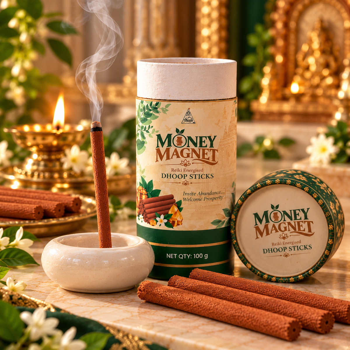 MONEY MAGNET Reiki Energised Dhoop Sticks – 100 g