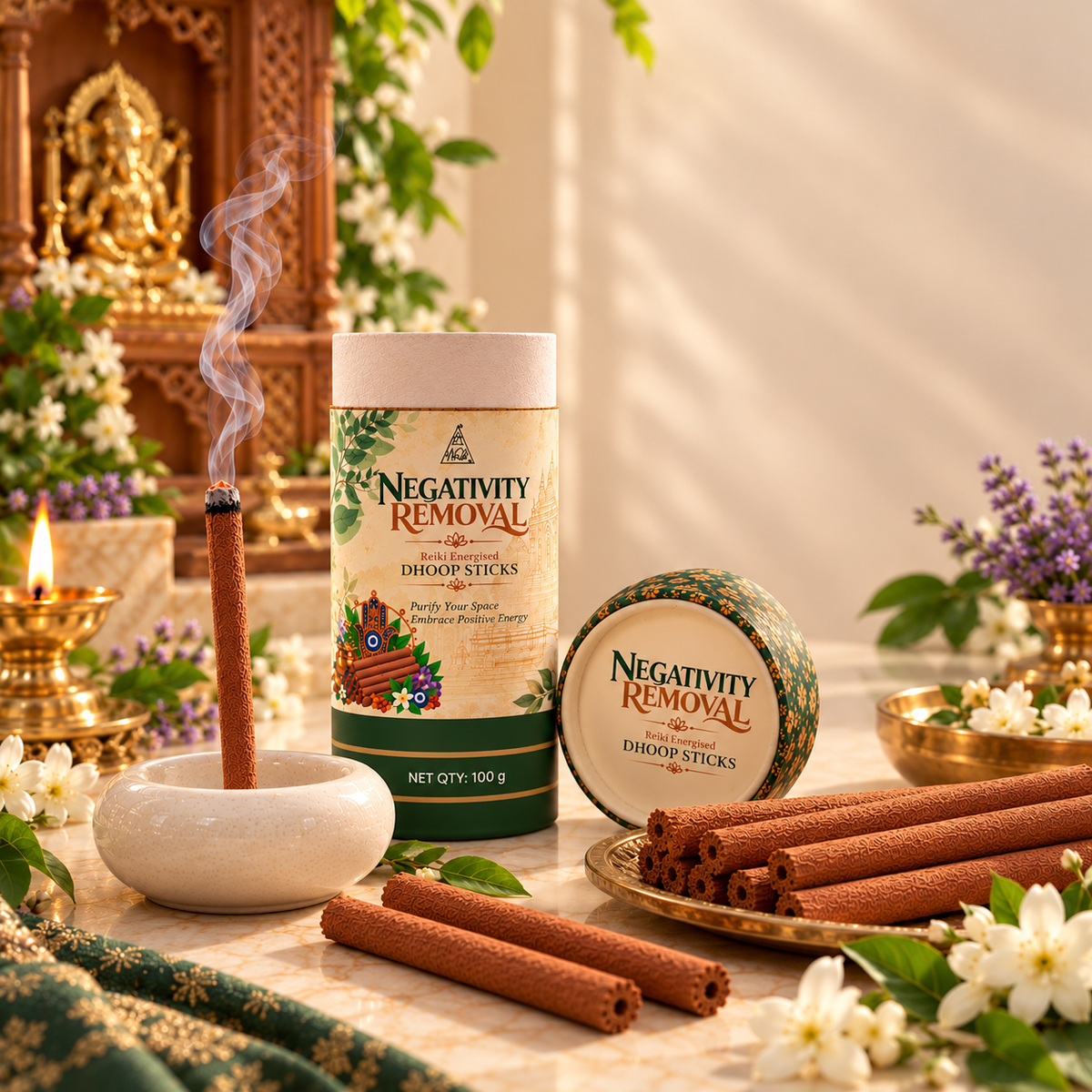 NEGATIVITY REMOVAL Reiki Energised Dhoop Sticks – 100 g